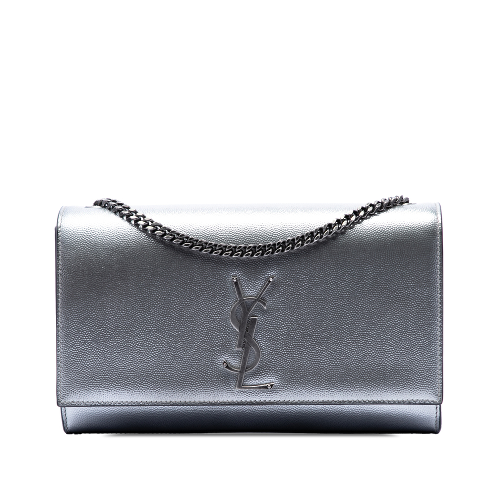 Pre-Loved Saint Laurent Medium Metallic Grain De Poudre Monogram Kate Crossbody
